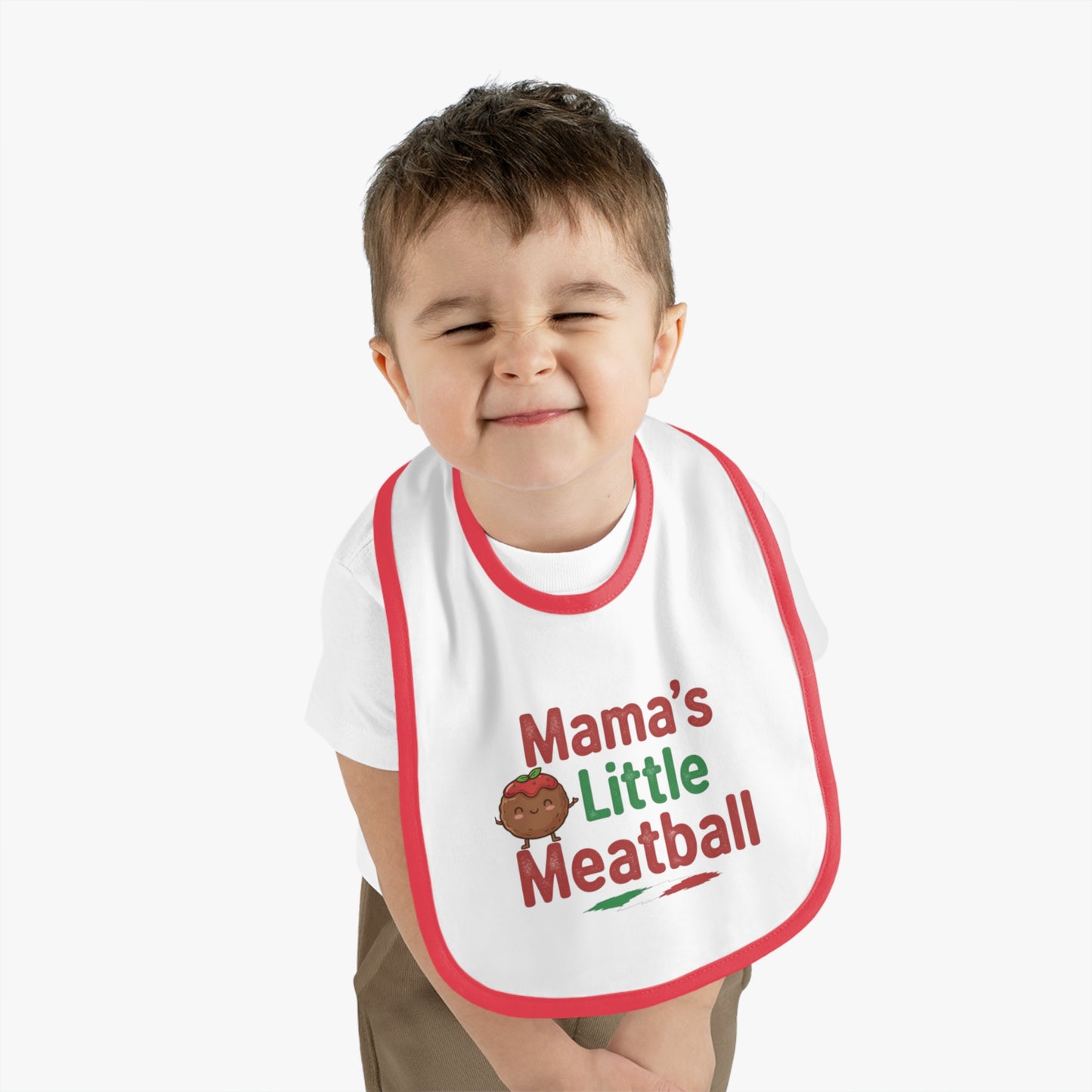 Fun Baby Bib - 'Mama's Little Meatball' Contrast Trim Jersey Bib