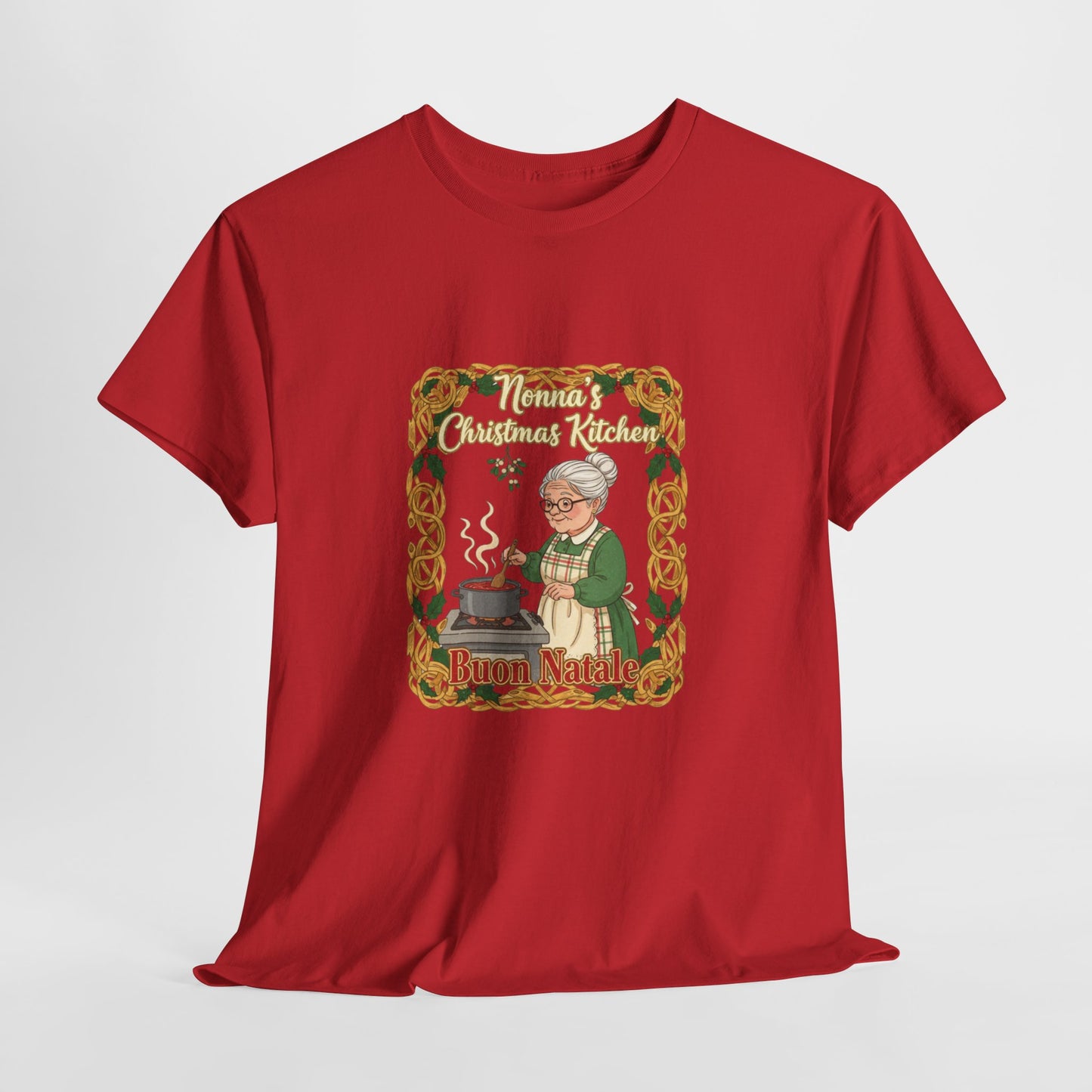Festive Unisex Heavy Cotton Tee - Nonna's Christmas Kitchen
