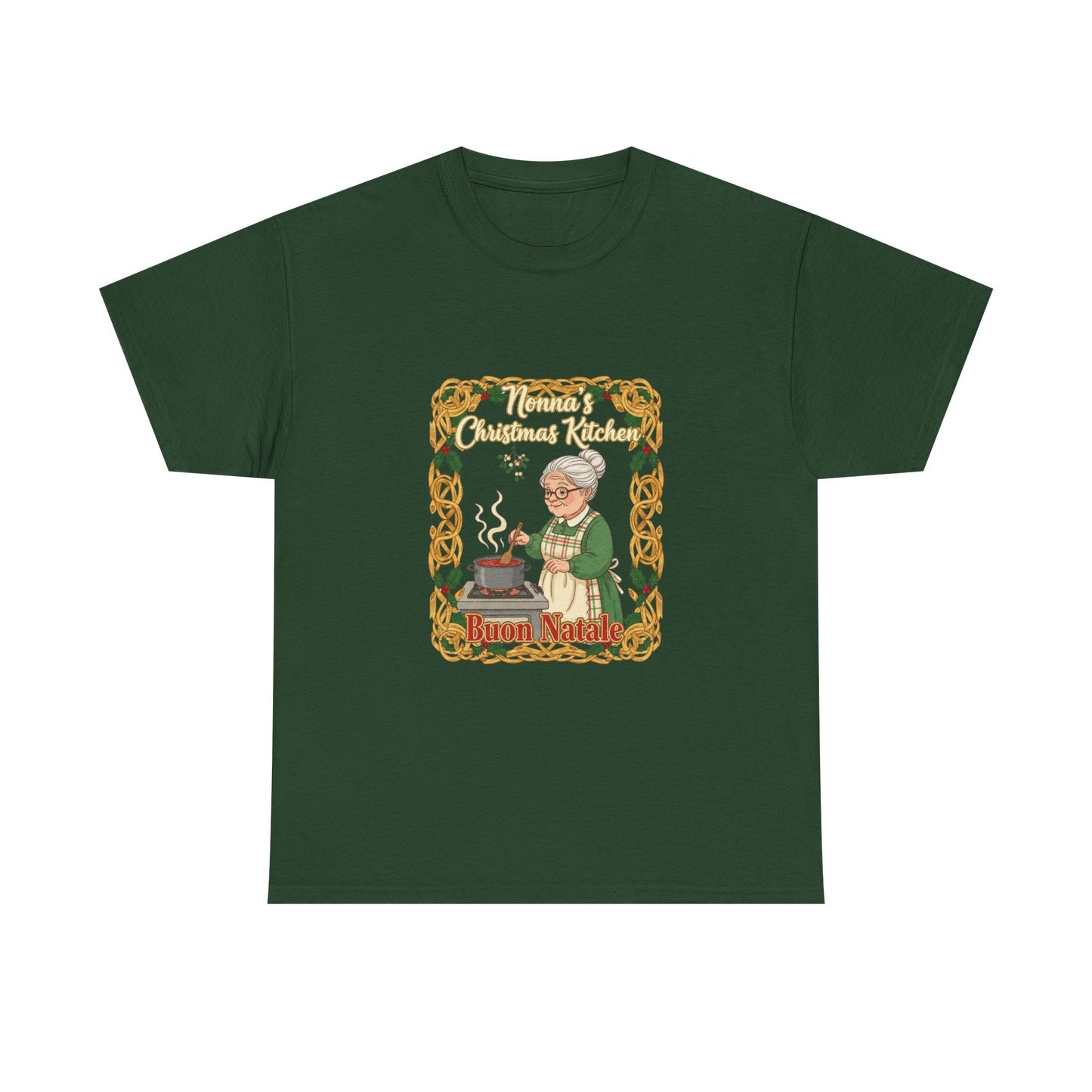 Festive Unisex Heavy Cotton Tee - Nonna's Christmas Kitchen