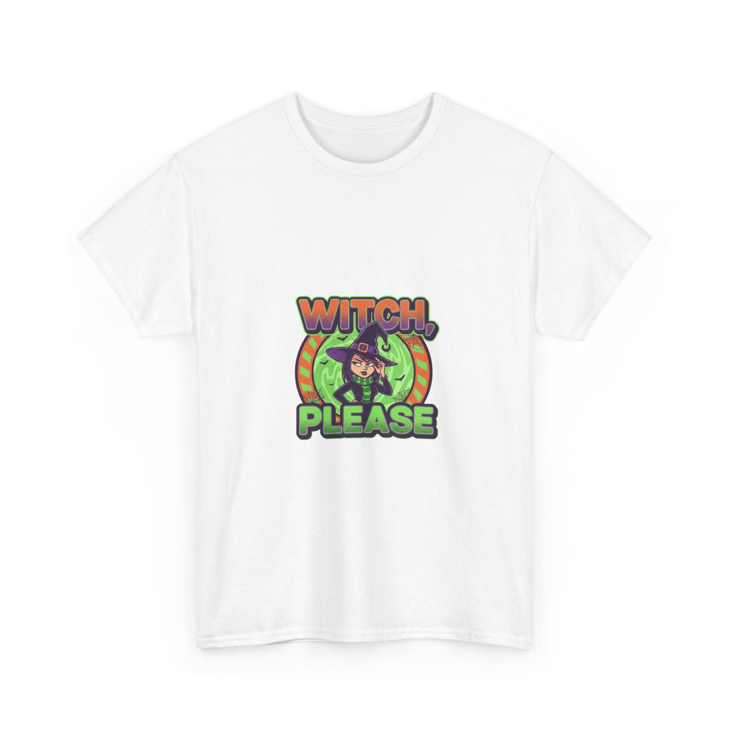 Witch Please Unisex Heavy Cotton Tee - Spooky Vibes for Halloween Lovers