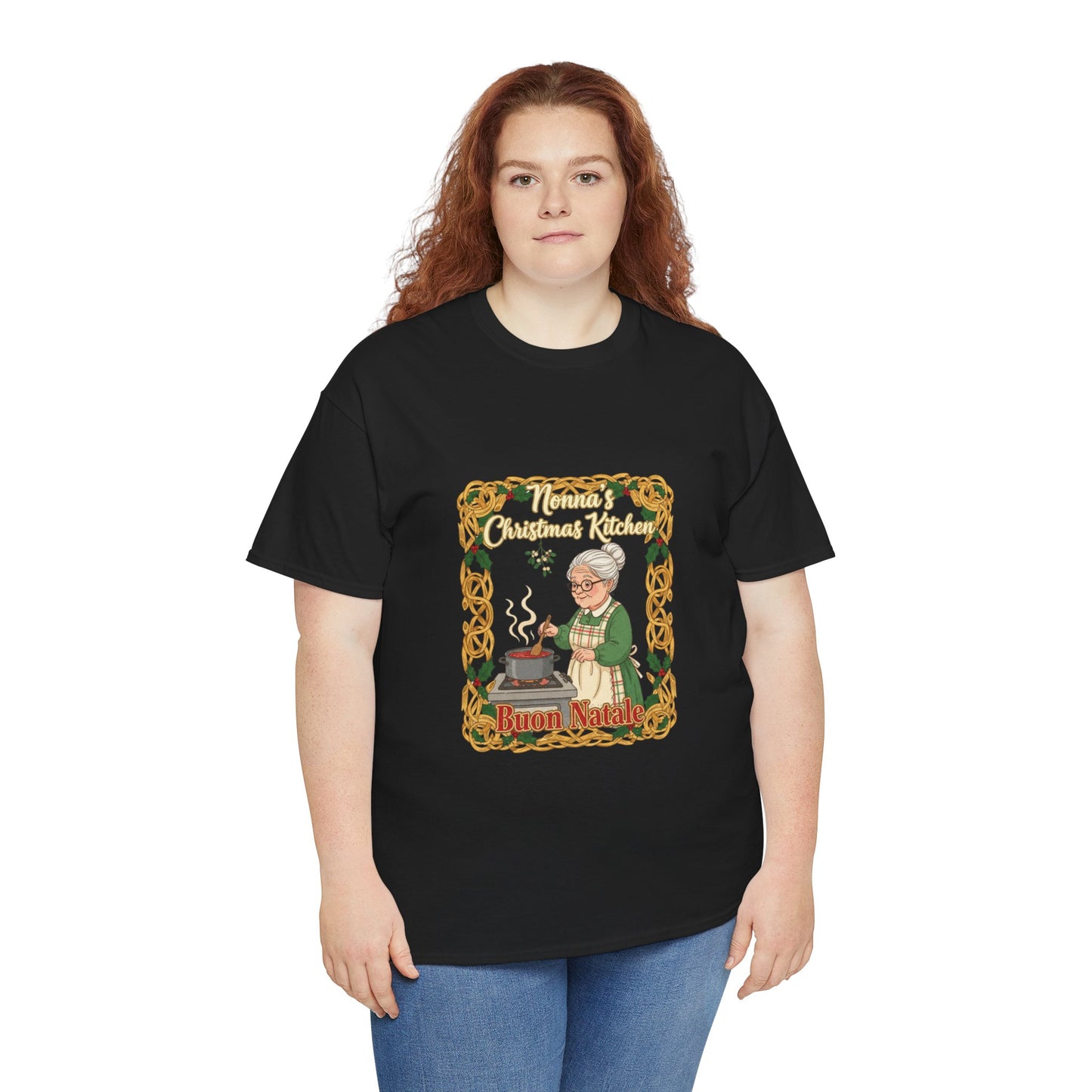 Festive Unisex Heavy Cotton Tee - Nonna's Christmas Kitchen