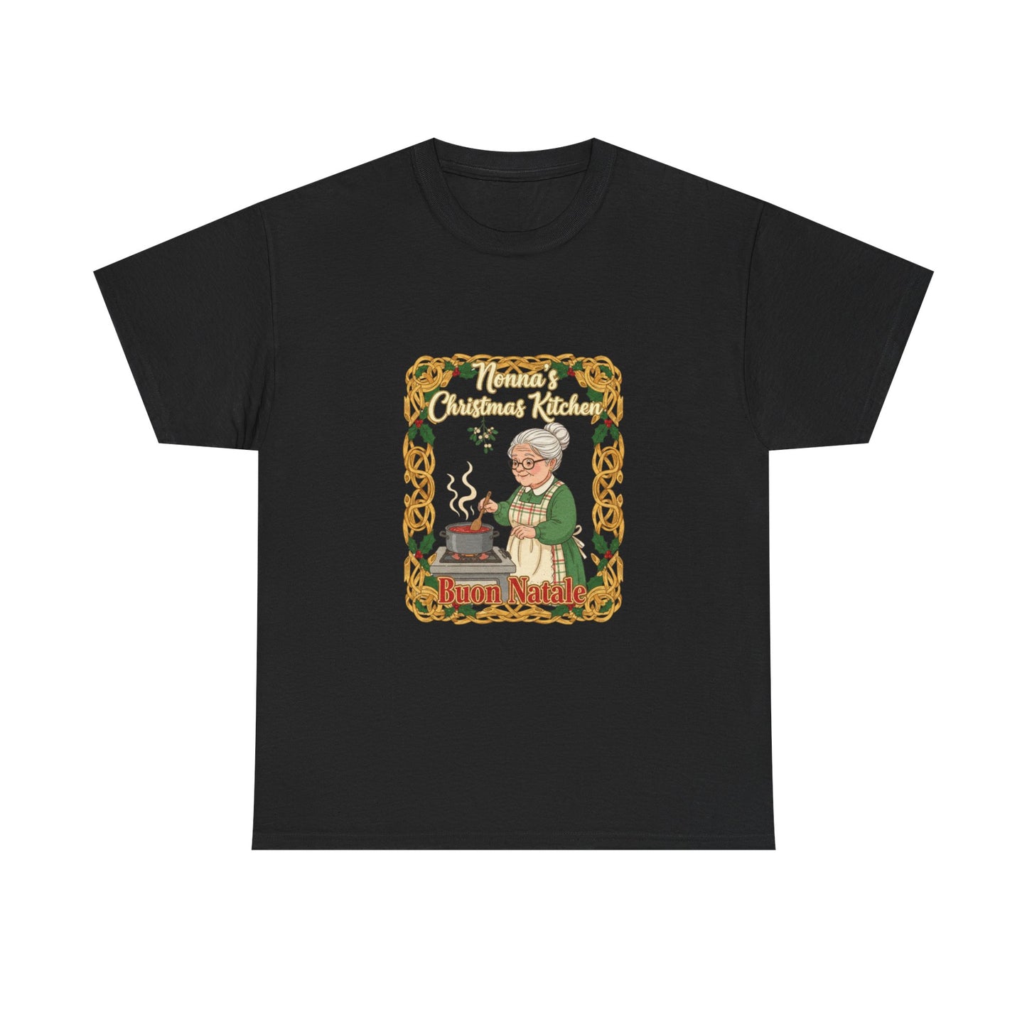 Festive Unisex Heavy Cotton Tee - Nonna's Christmas Kitchen