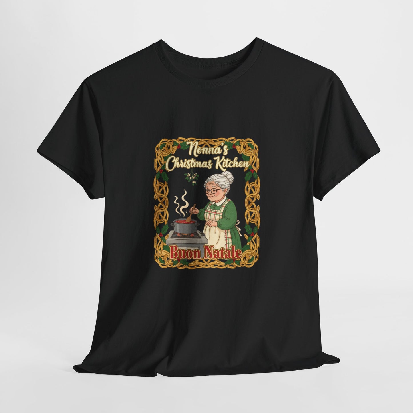 Festive Unisex Heavy Cotton Tee - Nonna's Christmas Kitchen
