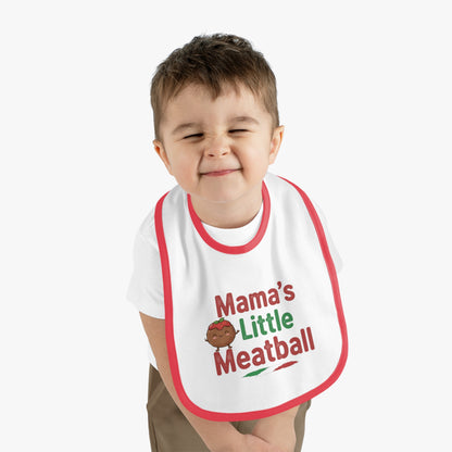 Fun Baby Bib - 'Mama's Little Meatball' Contrast Trim Jersey Bib