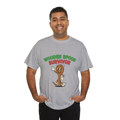 Wooden Spoon Survivor Tee - Fun Unisex Heavy Cotton Shirt for Home Chefs