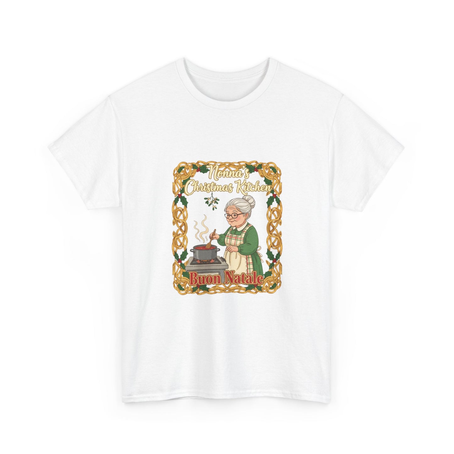 Festive Unisex Heavy Cotton Tee - Nonna's Christmas Kitchen