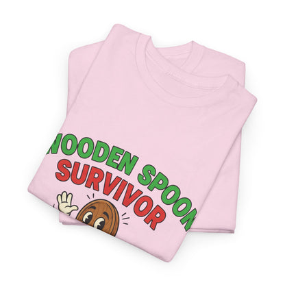 Wooden Spoon Survivor Tee - Fun Unisex Heavy Cotton Shirt for Home Chefs