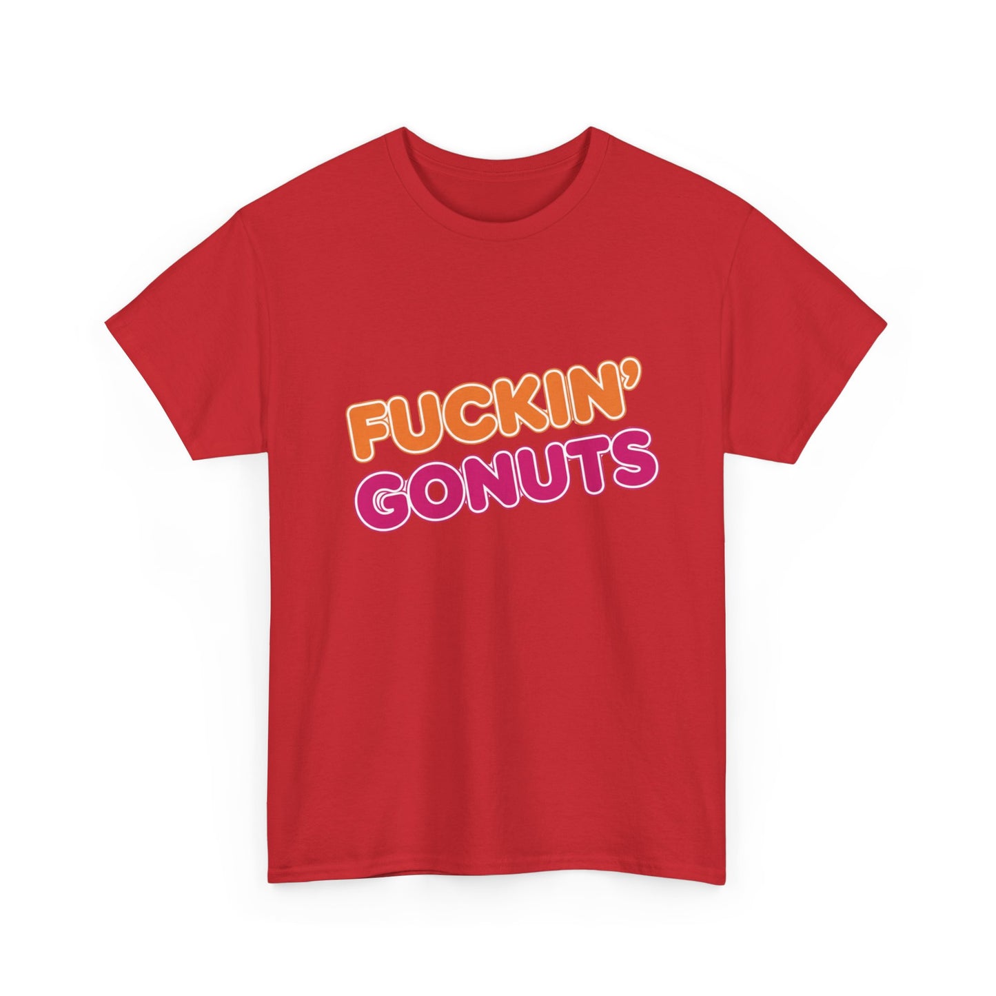 Funny Unisex Heavy Cotton Tee - "F*CKIN' GONUTS" Graphic Shirt, Casual Wear, Gift for Donut Lovers, Humorous Gift, Birthday