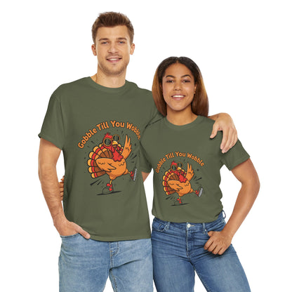 Gobble Till You Wobble Holiday Unisex Heavy Cotton Tee