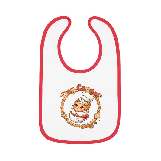 Tiny Cannoli Baby Bib - Cute Contrast Trim Jersey Bib for Messy Mealtime Fun