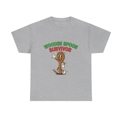 Wooden Spoon Survivor Tee - Fun Unisex Heavy Cotton Shirt for Home Chefs