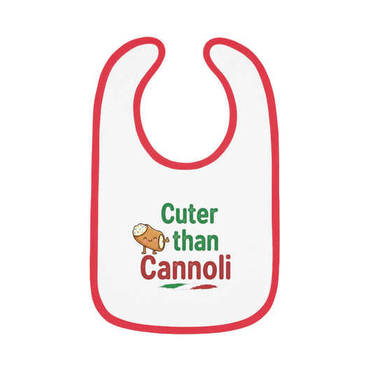 Cute Baby Bib - "Cuter than Cannoli" Contrast Trim
