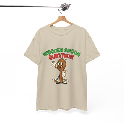 Wooden Spoon Survivor Tee - Fun Unisex Heavy Cotton Shirt for Home Chefs