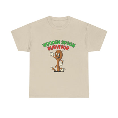 Wooden Spoon Survivor Tee - Fun Unisex Heavy Cotton Shirt for Home Chefs