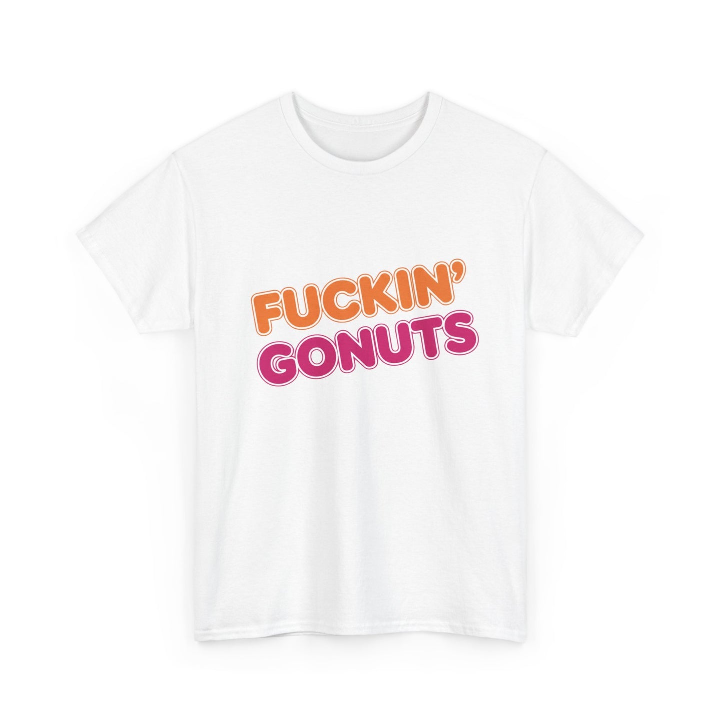 Funny Unisex Heavy Cotton Tee - "F*CKIN' GONUTS" Graphic Shirt, Casual Wear, Gift for Donut Lovers, Humorous Gift, Birthday