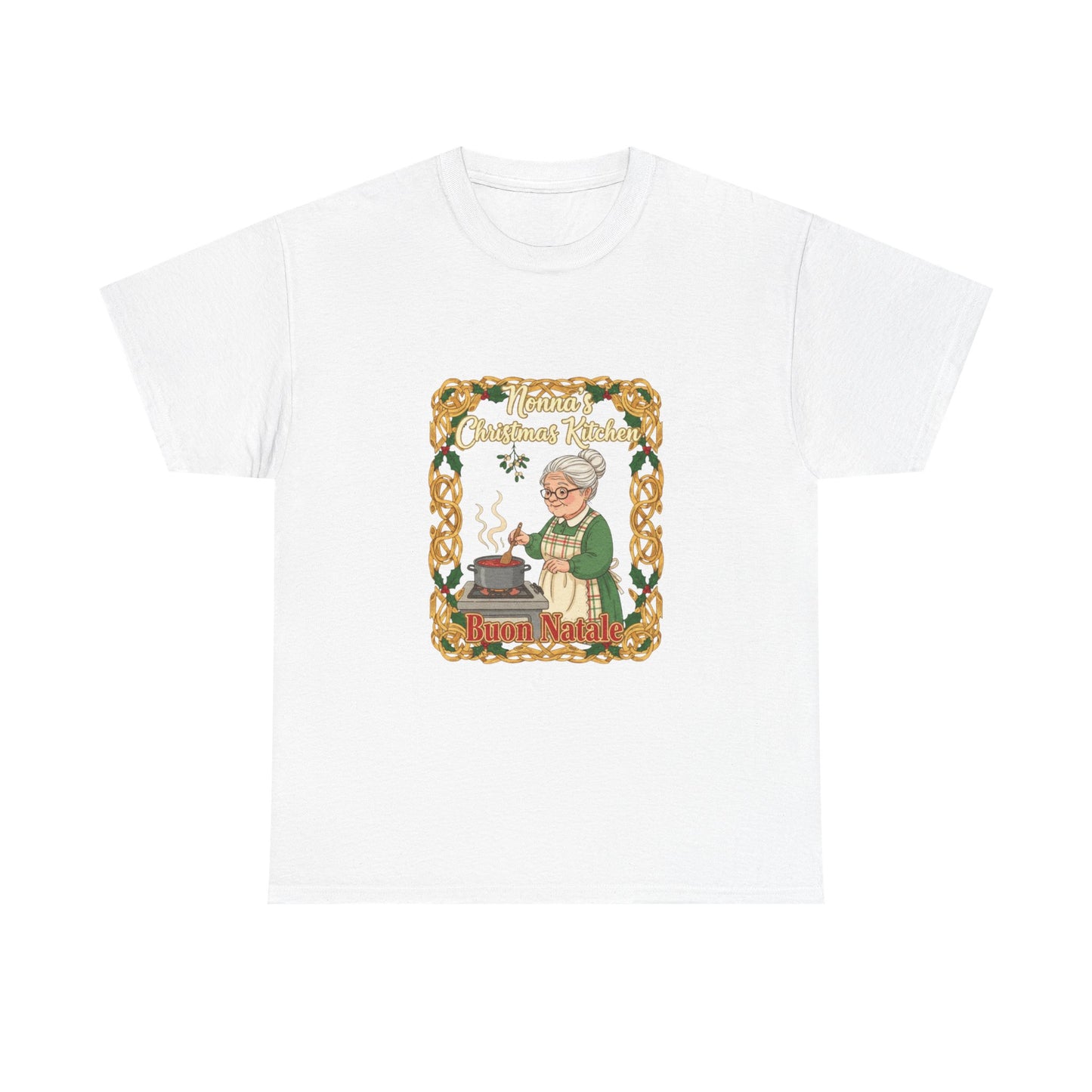 Festive Unisex Heavy Cotton Tee - Nonna's Christmas Kitchen