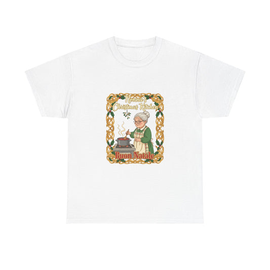 Festive Unisex Heavy Cotton Tee - Nonna's Christmas Kitchen