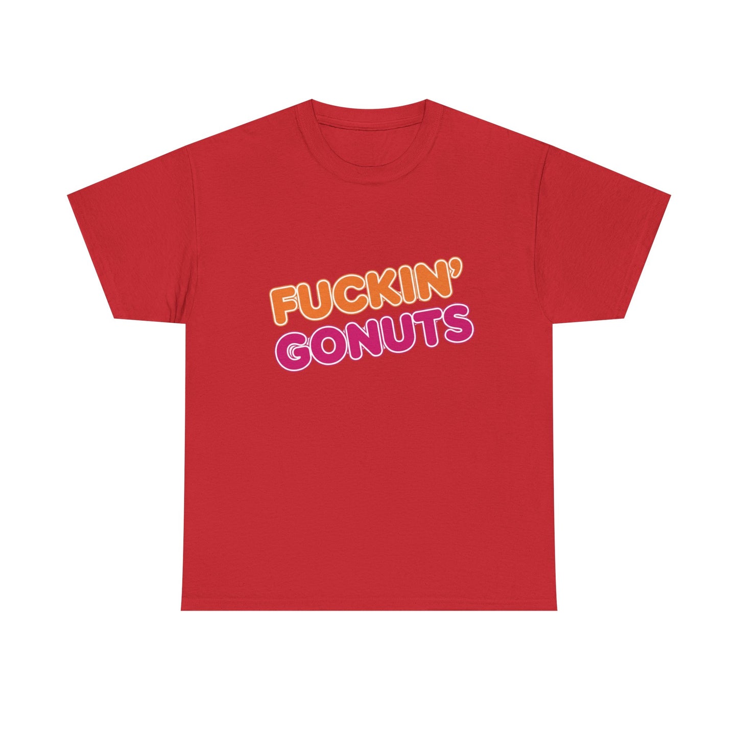 Funny Unisex Heavy Cotton Tee - "F*CKIN' GONUTS" Graphic Shirt, Casual Wear, Gift for Donut Lovers, Humorous Gift, Birthday