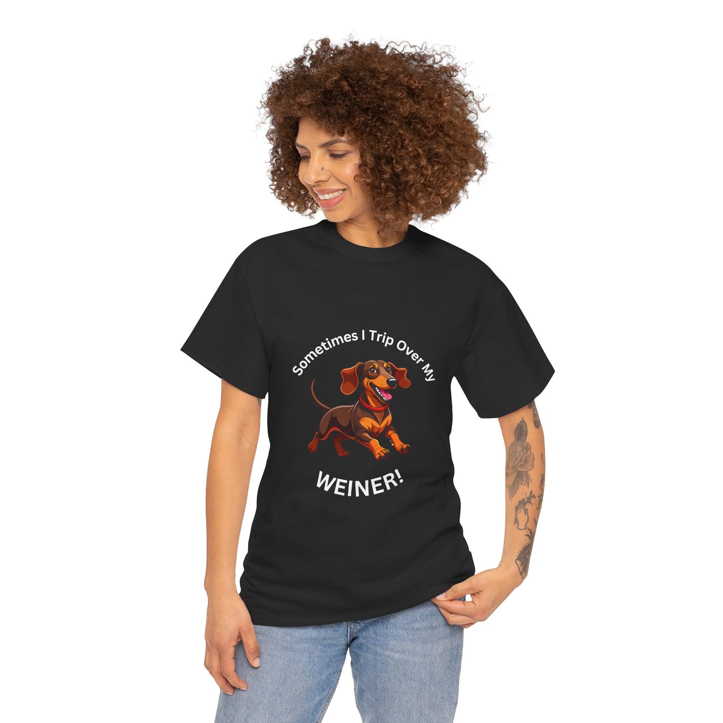 Funny Dachshund Graphic Tee - "Sometimes I Trip Over My WEINER!" Unisex Cotton T-Shirt
