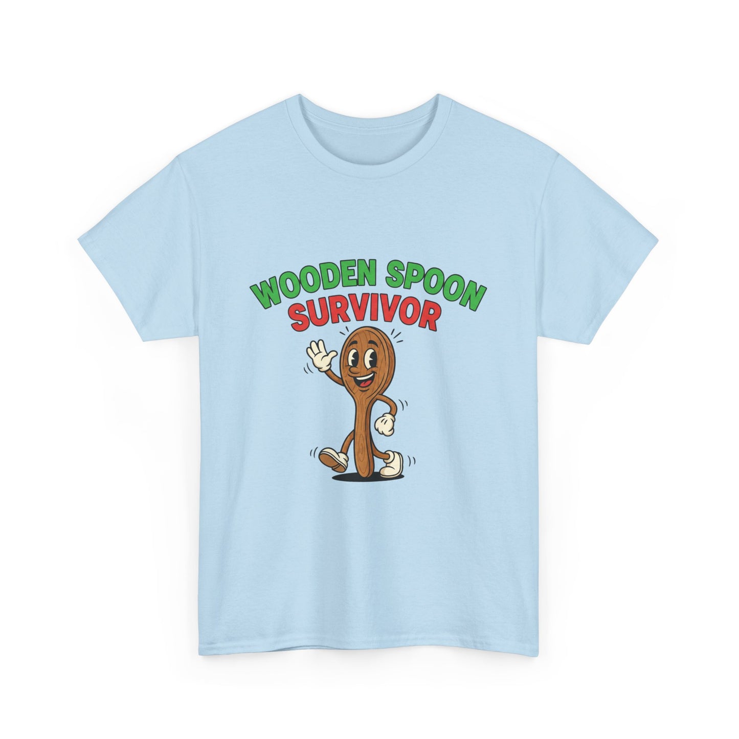 Wooden Spoon Survivor Tee - Fun Unisex Heavy Cotton Shirt for Home Chefs