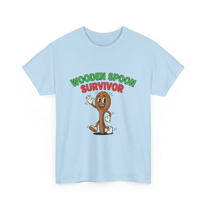 Wooden Spoon Survivor Tee - Fun Unisex Heavy Cotton Shirt for Home Chefs