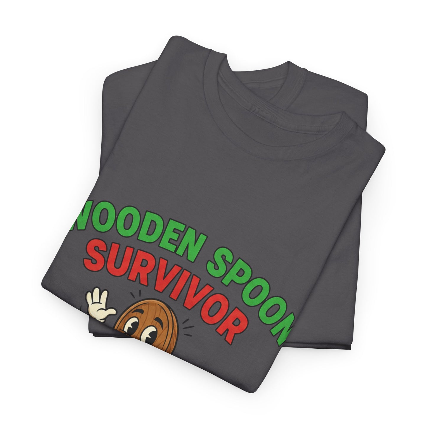 Wooden Spoon Survivor Tee - Fun Unisex Heavy Cotton Shirt for Home Chefs