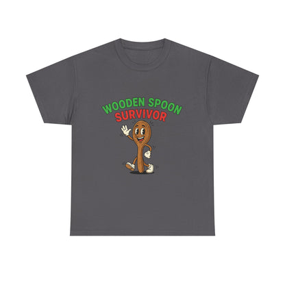 Wooden Spoon Survivor Tee - Fun Unisex Heavy Cotton Shirt for Home Chefs