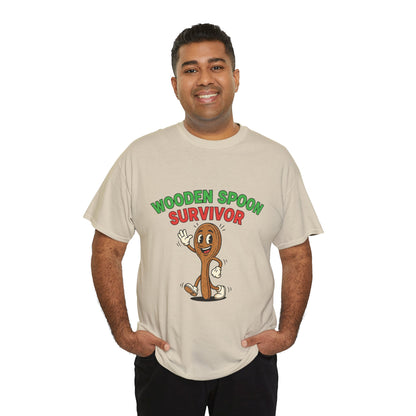 Wooden Spoon Survivor Tee - Fun Unisex Heavy Cotton Shirt for Home Chefs