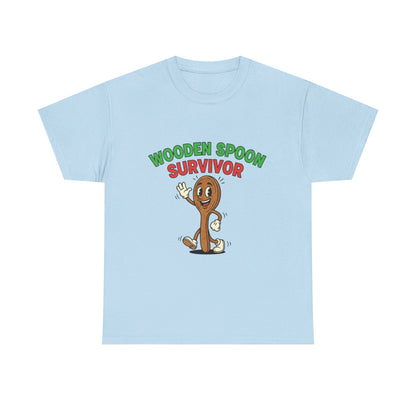 Wooden Spoon Survivor Tee - Fun Unisex Heavy Cotton Shirt for Home Chefs