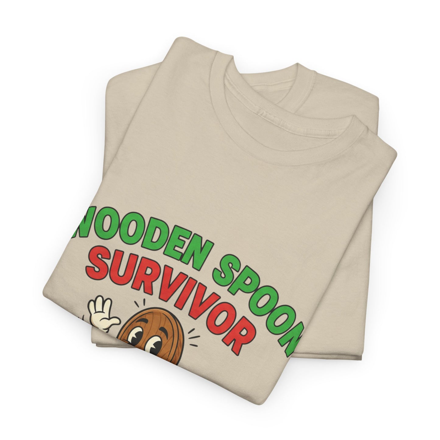Wooden Spoon Survivor Tee - Fun Unisex Heavy Cotton Shirt for Home Chefs