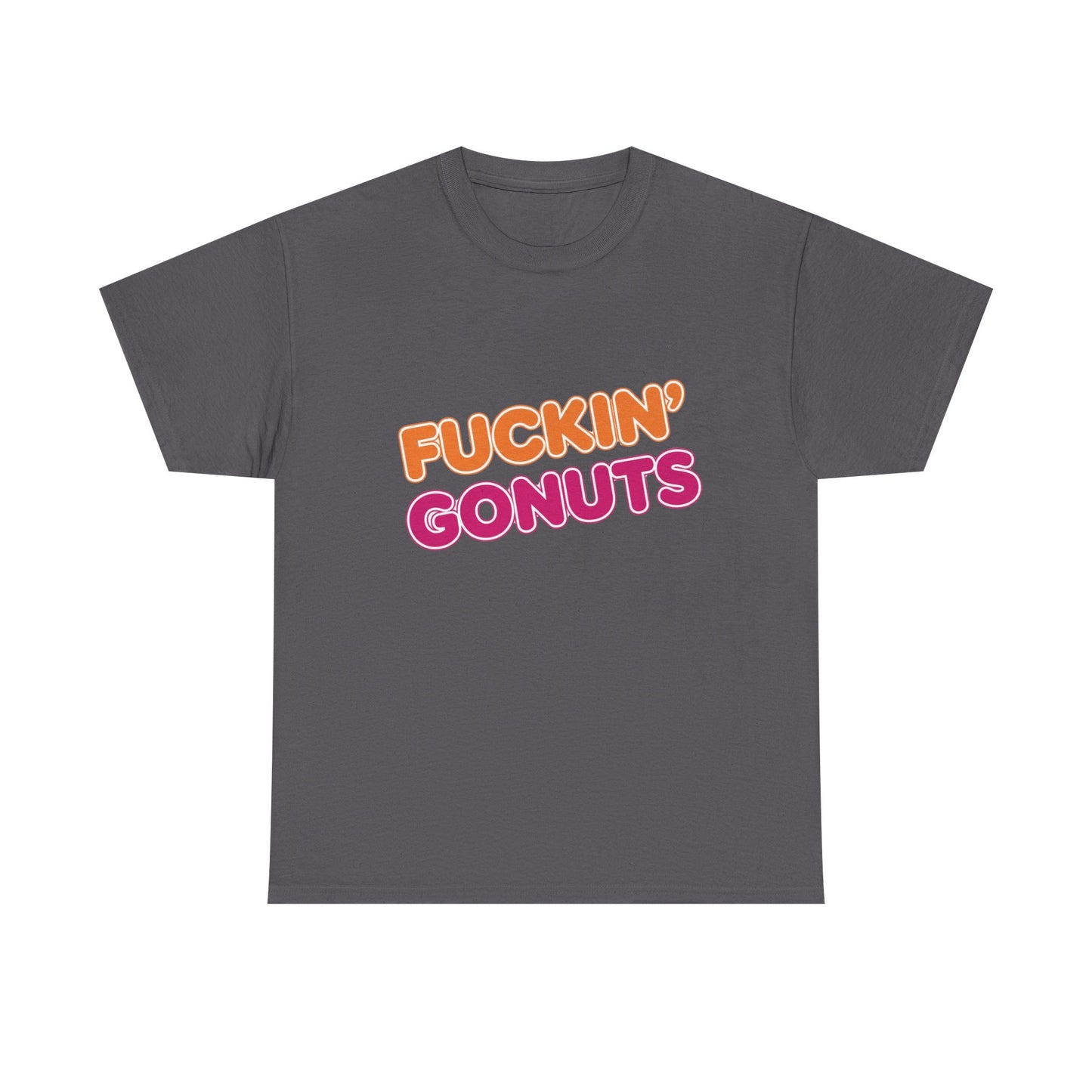 Funny Unisex Heavy Cotton Tee - "F*CKIN' GONUTS" Graphic Shirt, Casual Wear, Gift for Donut Lovers, Humorous Gift, Birthday