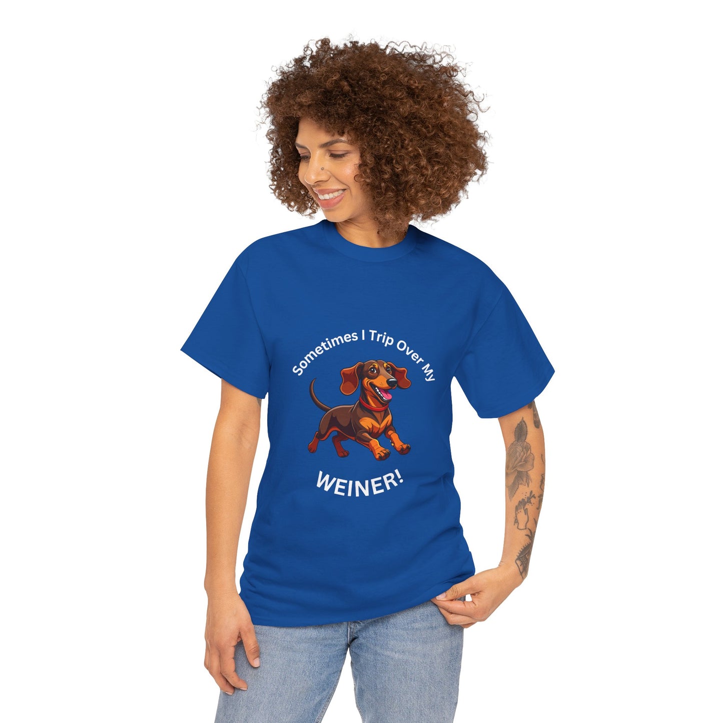 Funny Dachshund Graphic Tee - "Sometimes I Trip Over My WEINER!" Unisex Cotton T-Shirt