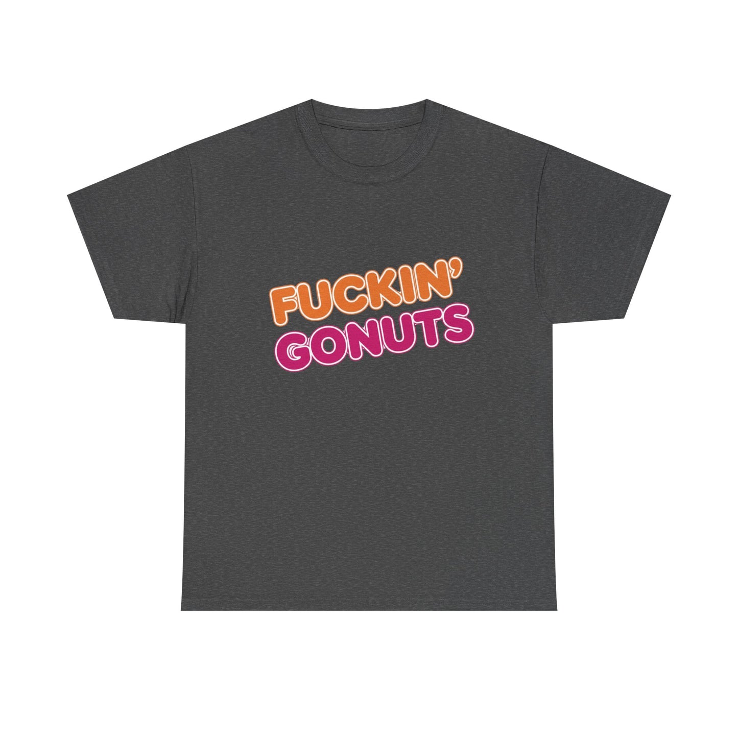 Funny Unisex Heavy Cotton Tee - "F*CKIN' GONUTS" Graphic Shirt, Casual Wear, Gift for Donut Lovers, Humorous Gift, Birthday
