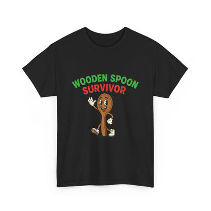 Wooden Spoon Survivor Tee - Fun Unisex Heavy Cotton Shirt for Home Chefs