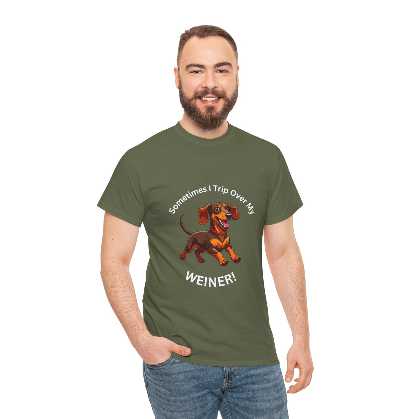 Funny Dachshund Graphic Tee - "Sometimes I Trip Over My WEINER!" Unisex Cotton T-Shirt