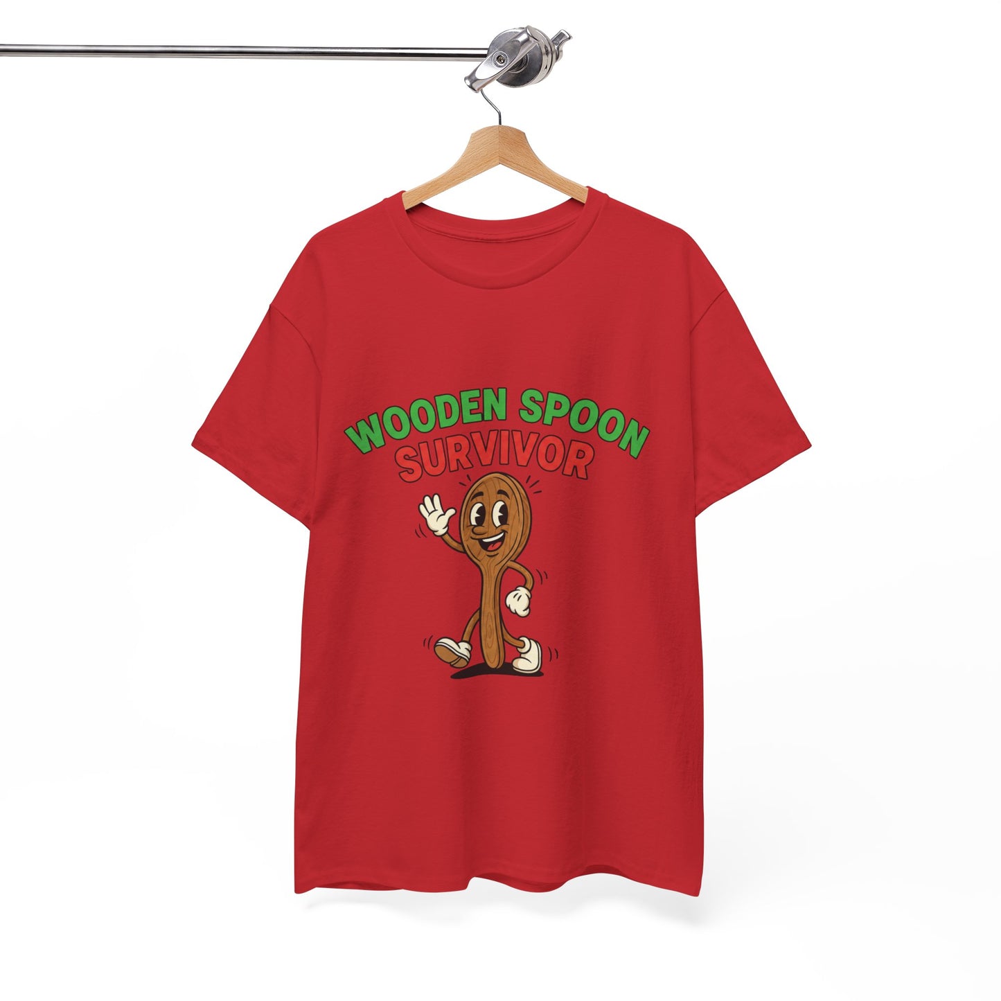 Wooden Spoon Survivor Tee - Fun Unisex Heavy Cotton Shirt for Home Chefs