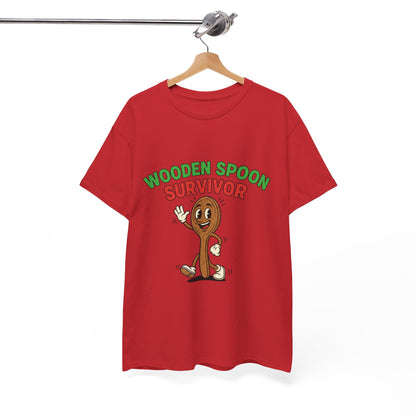 Wooden Spoon Survivor Tee - Fun Unisex Heavy Cotton Shirt for Home Chefs