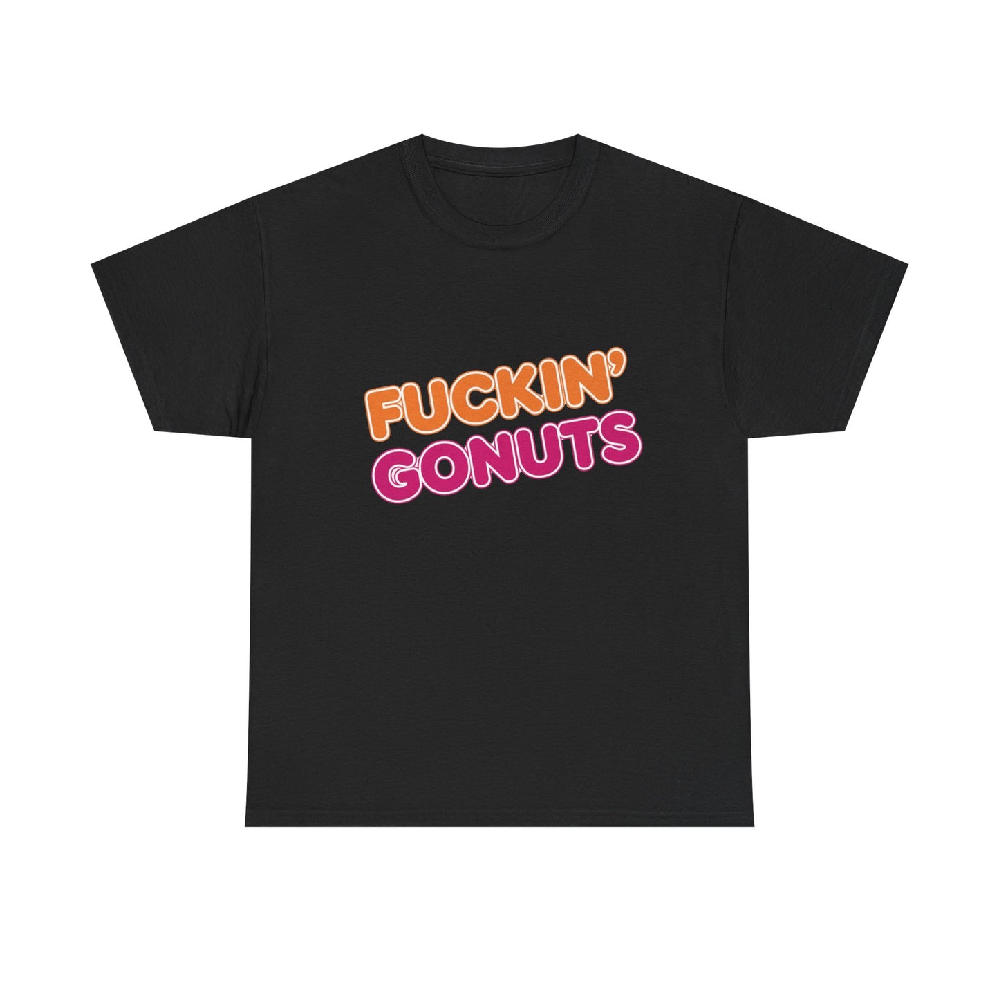 Funny Unisex Heavy Cotton Tee - "F*CKIN' GONUTS" Graphic Shirt, Casual Wear, Gift for Donut Lovers, Humorous Gift, Birthday