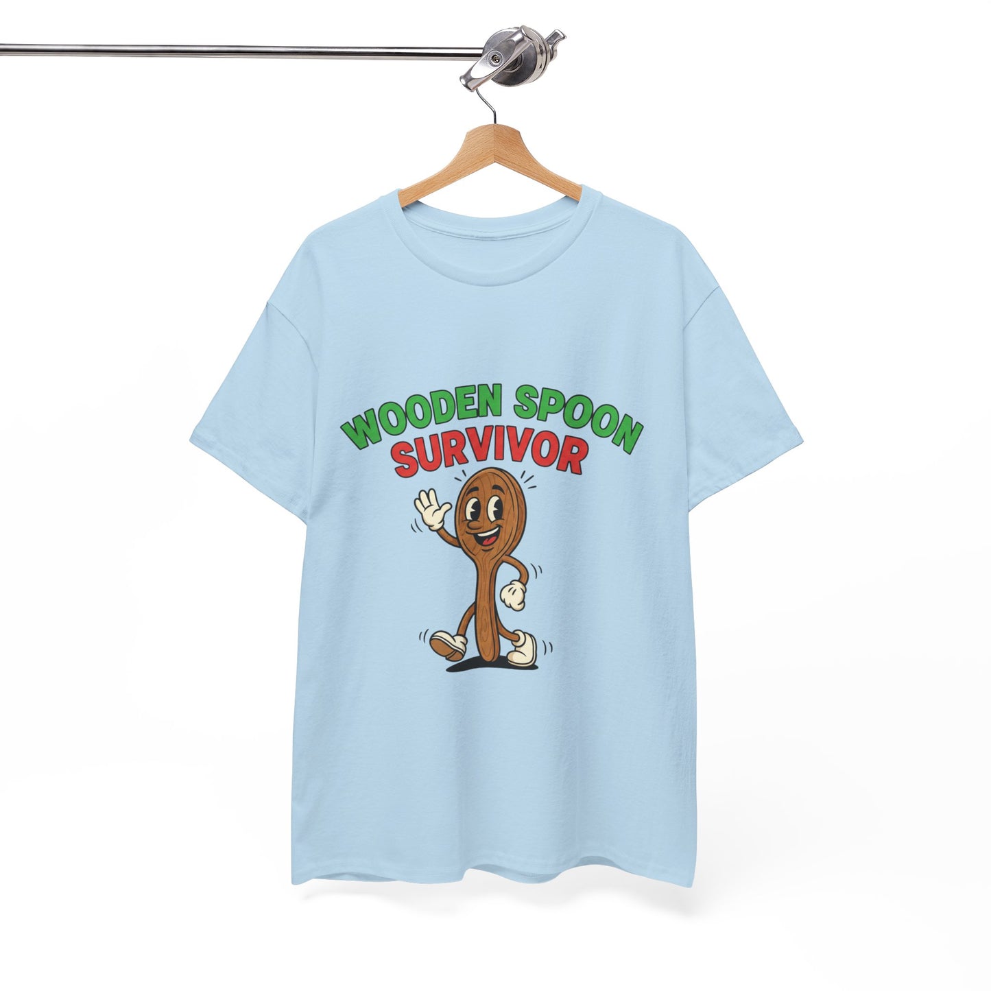 Wooden Spoon Survivor Tee - Fun Unisex Heavy Cotton Shirt for Home Chefs