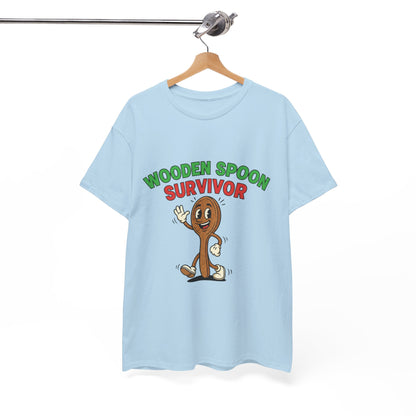 Wooden Spoon Survivor Tee - Fun Unisex Heavy Cotton Shirt for Home Chefs