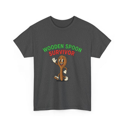 Wooden Spoon Survivor Tee - Fun Unisex Heavy Cotton Shirt for Home Chefs