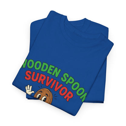 Wooden Spoon Survivor Tee - Fun Unisex Heavy Cotton Shirt for Home Chefs
