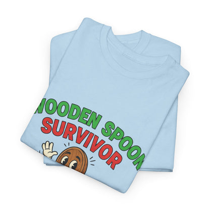 Wooden Spoon Survivor Tee - Fun Unisex Heavy Cotton Shirt for Home Chefs