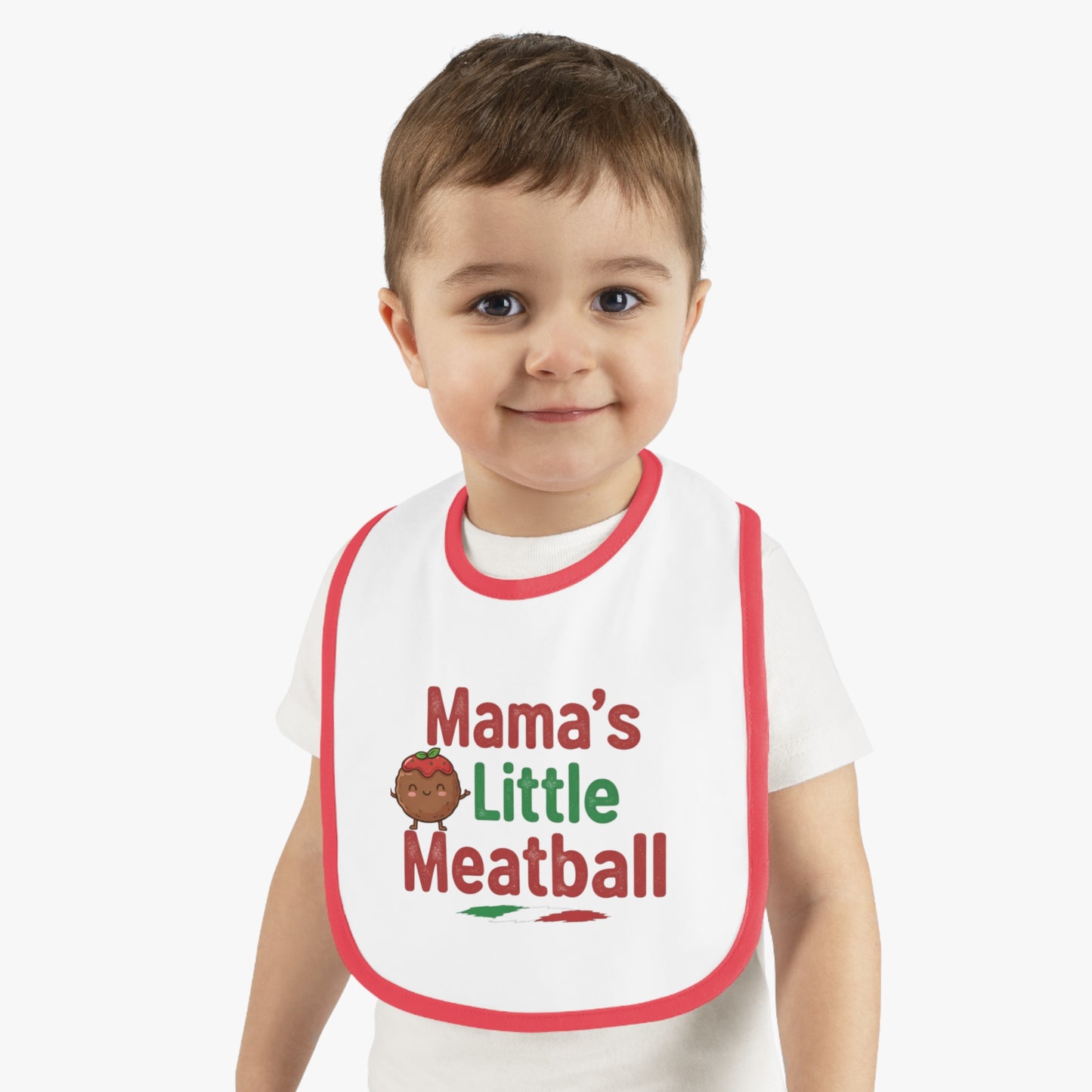 Fun Baby Bib - 'Mama's Little Meatball' Contrast Trim Jersey Bib