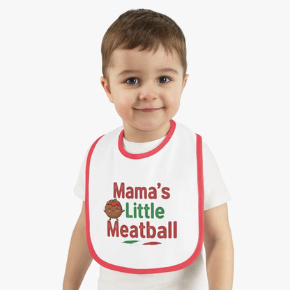 Fun Baby Bib - 'Mama's Little Meatball' Contrast Trim Jersey Bib