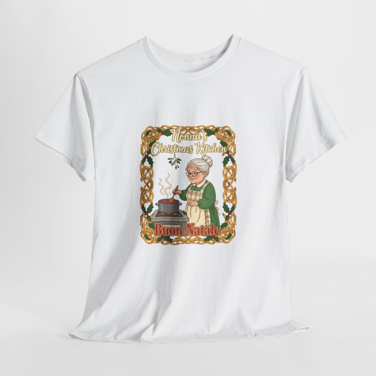 Festive Unisex Heavy Cotton Tee - Nonna's Christmas Kitchen