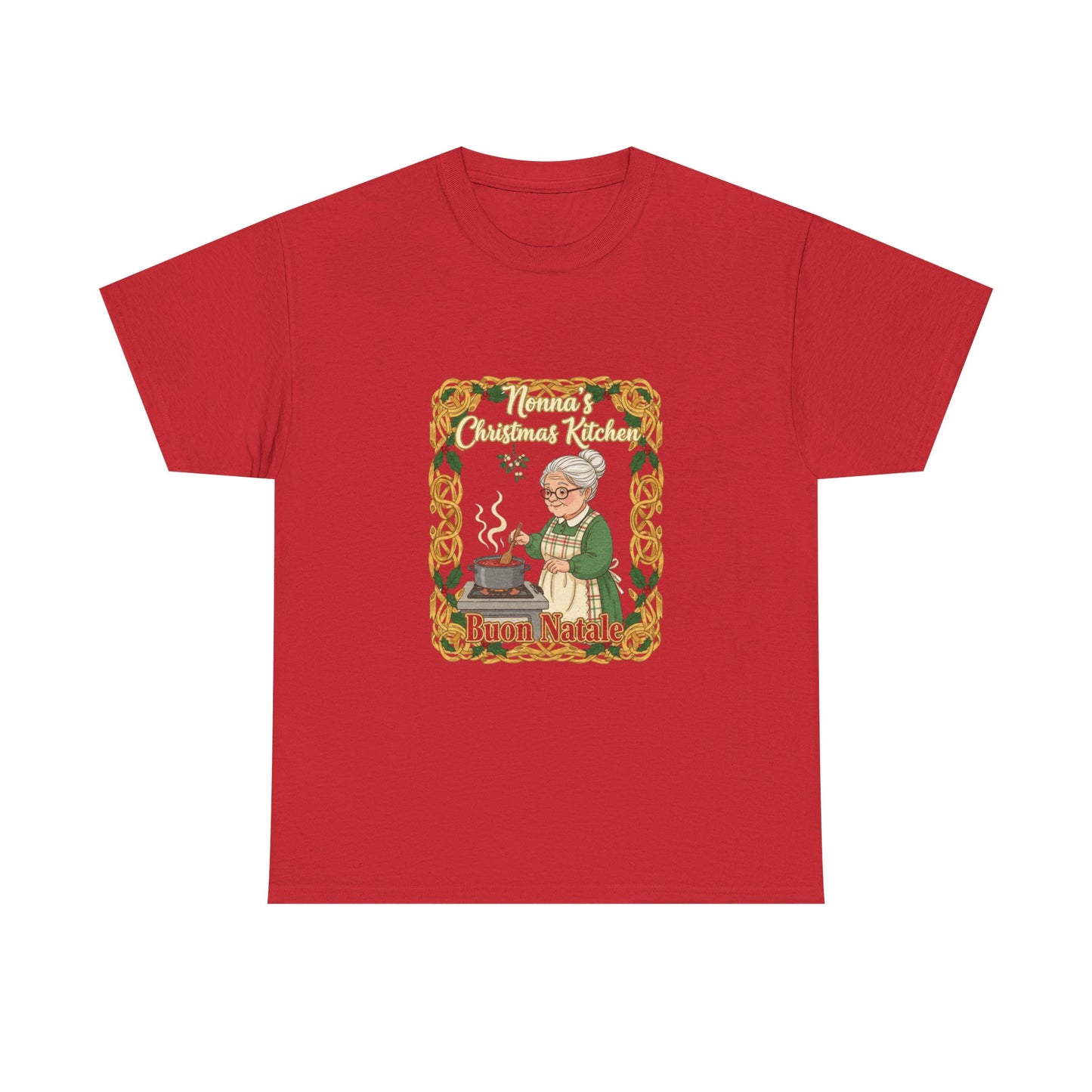 Festive Unisex Heavy Cotton Tee - Nonna's Christmas Kitchen