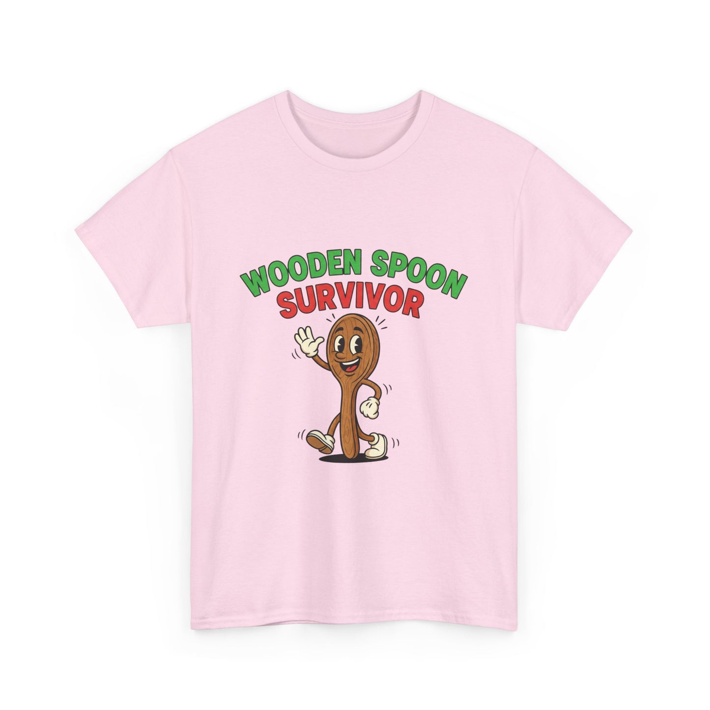 Wooden Spoon Survivor Tee - Fun Unisex Heavy Cotton Shirt for Home Chefs