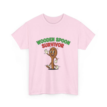 Wooden Spoon Survivor Tee - Fun Unisex Heavy Cotton Shirt for Home Chefs
