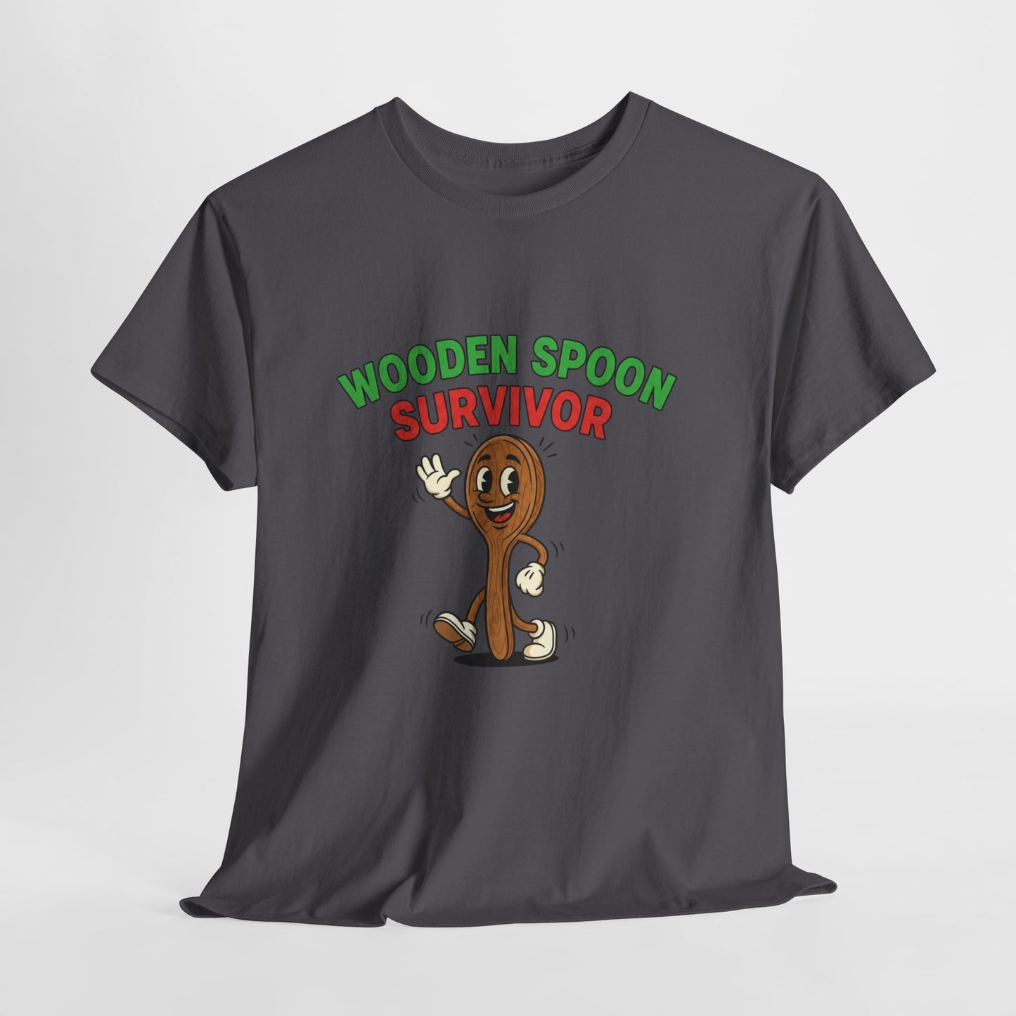 Wooden Spoon Survivor Tee - Fun Unisex Heavy Cotton Shirt for Home Chefs